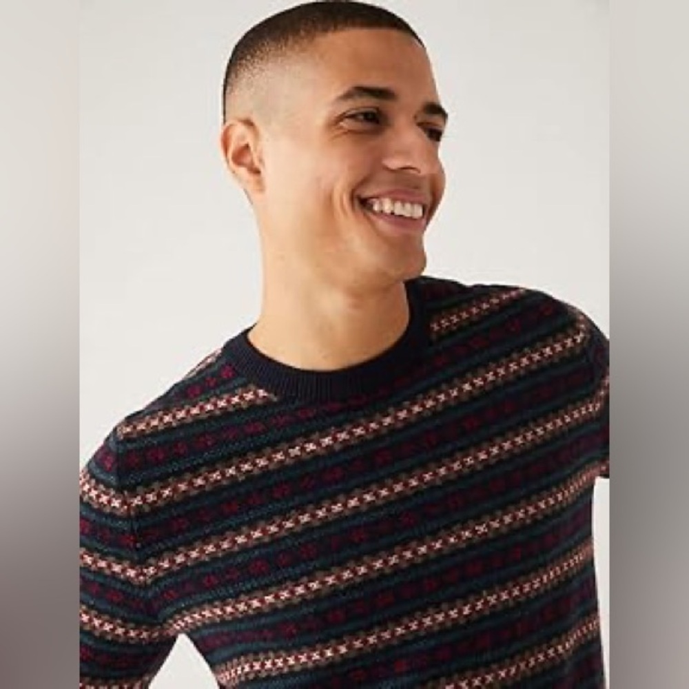 Marks & Spencer Fair Isle Lambswool Sweater SZ L